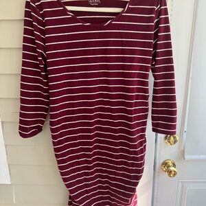 Burgundy striped maternity dress
